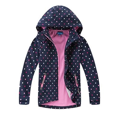 Kinder Mädchen Wasserdicht Jacke Übergangsjacke Fleecefütterung Warm Atmungsaktiv Winddicht Wanderjacke Softshelljacke Outdoorjacke mit Kapuze (140)