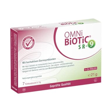 OMNi BiOTiC SR-9, 7 Portionen (21g), 9 Bakterienstämme, 15 Mrd. Keime pro Tagesdosis, Pulver, Vegan, Glutenfrei, Lactosefrei, Zur täglichen Anwendung