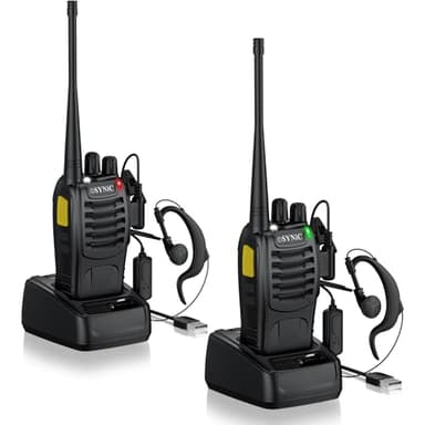 eSynic Professionelles Walkie Talkie PMR446 Funkgerät Digital und Analog mit Verschlüsselung Wiederaufladbar Lange Reichweite Abnehmbare Antenne USB Typ-C Ladegerät 16 Kanäle für Erwachsene 2 Stück