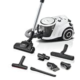 Bosch Staubsauger beutellos Serie 6 BGC41XALL, Bodenstaubsauger, ideal für Allergiker, Hygiene-Filter, 10 Jahre Motorgarantie, XXL-Polsterdüse, ideal für Tierhaare, hohe Saugleistung, 700 W, weiß