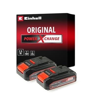 Original Einhell Akku PXC-Twinpack 2,5 Ah Power X-Change (Li-Ion, 18 V, 2 St. 2,5 Ah-Akkus, Universell Für Alle PXC-Geräte, Proaktives Batteriemanagement, Angepasste Ladezyklen)