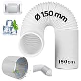 Abluftschlauch Klimagerät mit Adapter, Schlauch Klimaanlage Ø150mm Länge 150cm, Klimaanlage Abluftschlauch, Schlauchverlängerung Klimaanlage, für Klimaanlage, Abzugshaube, Wäschetrockner.