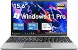 Gezoon 2025 15,6-Zoll Laptop PC, Win 11 Pro Notebook, 12GB LPDDR4, 512G SSD, Celeron N100 Laptop, FHD 1920x1080, Dual-Band 2,4G/5G WiFi, BT4.2, 4K Video, Type-C, 7,6V/6500mAH