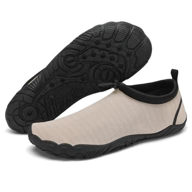 Mishansha Badeschuhe Herren Wasserschuhe Damen Schnelltrocknende Schwimmschuhe rutschfeste Strandschuhe Seeigelfest Aquaschuhe Surfschuhe Tauchschuhe Khaki,Gr.40