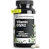 Vitamin D3 + K2 – > 99,7% all-trans MK-7 & 2000 IE Vitamin D3 – 240 Tabletten – hochdosiert, optimal bioverfügbar – ohne unnötige Zusätze – in Deutschland produziert