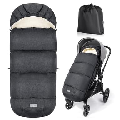 Orzbow Fußsack Kinderwagen Winter, Fußsack Buggy Fusssack Kinderwagen Baby Winter mit Wamres Sherpa Fleece, Reißverschluss, Abnehmbar, Universelle & Wasserdicht, Maschinenwaschbar, Dunkelgrau