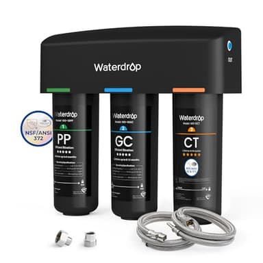 Waterdrop TSA Untertisch Wasserfiltersystem, 3-stufige 0,5 Mikron Wasserfilter Trinkwasser, NSF/ANSI 42 Zertifiziert, Entfernt 99,99% Blei, Chlor, Chloramin, Fluorid, Geruch, Direktanschluss