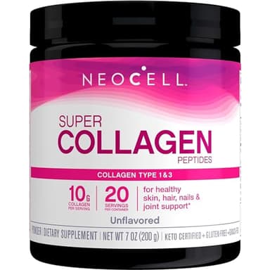 NeoCell, Super Collagen Peptides Pulver, 2 gramm, 10000mg Hydrolysiertes Kollagen & 50mg Natrium je Dosis, Geschmacksneutral, Glutenfrei, Sojafrei, GMO frei