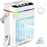 Mobile Klimaanlage, 4 in 1 Mobiles Klimagerät mit Kühlen Nebel, Klimaanlage Mobil ohne Abluftschlauch Luftkühler Mini mit 3 Stufen & 7 Farben Nachtlicht, Tragbarer Air Conditioner für Zuhause/Büro