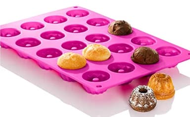 Mlying Mini Gugelhupfformen 20er Silikon Gugelhupf Backform Traditioneller Paris Savarin Stil Gugelhupfform, 30 * 20 * 2.3cm Silikon Backform mit Antihaftbeschichtung, Rosa