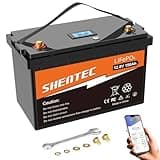 Shentec LiFePO4 150Ah Bluetooth Lithium Batterie Eingebauter 150A BMS, Deep Cycle Lithium Batterie, 8000+ Zyklen, für Wohnmobil, Solar Trailer, Boot und Camping,Mit LED-Anzeige, Drucktastenschalter