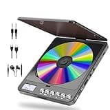 Tragbarer CD-Player Bluetooth mit Kopfhörern, Wiederaufladbarer CD Player Tragbar mit Lautsprecher und FM Transmitter 2000mAh Lithium-Akku Discman CD Player Tragbar für Erwachsene Studenten Kinder