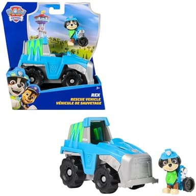 PAW PATROL - Rex-Figur mit Dinosaurier-Rettungsfahrzeug, stabiles Basis-Fahrzeug (2025), authentisches Spielzeug zur Serie für Kinder ab 3 Jahren
