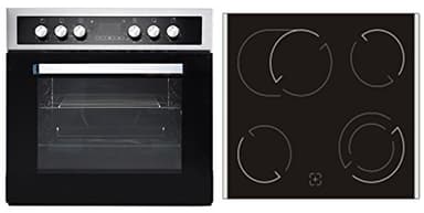 PKM BIC8 2KB GK IX-2 Einbauherdset | Glaskeramikkochfeld mit Backofen | 6100 Watt | 56 Liter Fassungsvermögen | 9 Funktionen | Ober- und Unterhitze | Grill | Umluft | Zwekreis - und Bräterzone