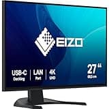 EIZO FlexScan EV2740X-BK 68,5 cm (27 Zoll) Monitor (USB-C (94W PD), DisplayPort, HDMI, USB-Hub, RJ-45 LAN, KVM Switch, 5 ms Reaktionszeit, 3840 x 2160 (4K UHD)) schwarz