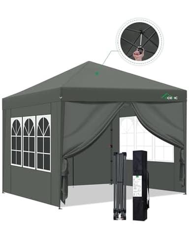 One-Touch Pop-Up-Pavillon 3 x 3 Wasserdicht Stabil Winterfest mit Seitenteile (Grau, 3 x 3 m)