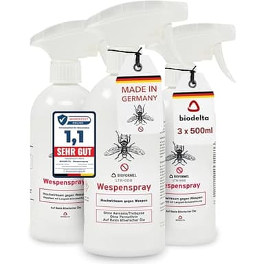 BIOFORMEL Wespenspray - Wespen effektiv bekämpfen - Anti-Wespen-Spray für schnellen Schutz - Wespenschutz für Garten, Terrasse & Grillen - fleckenfrei (3 x 500ml)