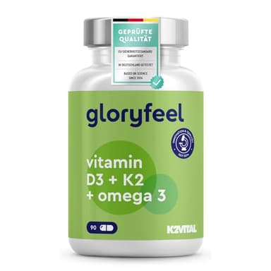 Vitamin D3 K2 Omega 3-5000 IE + K2VITAL® + 1000mg Fischöl Triglyceride Form (DHA + EPA) - 99,7+% All-Trans Vitamin K2 MK7 - Hochdosiert, laborgeprüft in Deutschland hergestellt