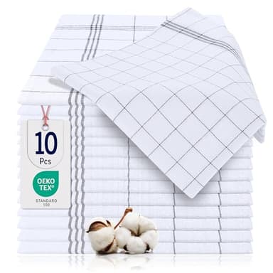 BARBONS Geschirrtücher 10er Set - Baumwolle 50x70 cm - Oeko-TEX Zertifiziert - Küchentextiliensets Trockentücher Küchenhandtücher Küchentücher Geschirrhandtücher Waschbar bis 90 C Anthrazit