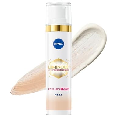 NIVEA Luminous 630 Anti-Pigmentflecken CC Fluid LSF 30 für helle Hauttöne, CC Cream mit Hyaluron und mikroverkapselten Farbpigmenten, Tagescreme mit LSF 30 für einen ebenmäßigen Teint (40 ml)
