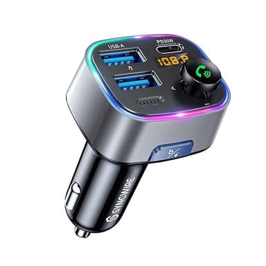 Syncwire FM Transmitter Auto Bluetooth 5.4 48W (PD 36W & 12W) Bluetooth Adapter Auto mit [Lichtschalter] [HiFi-Bass-Sound] [Schnellladen] Freisprecheinrichtung Autoladegerät Zigarettenanzünder