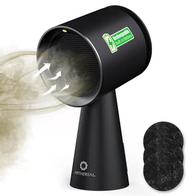 Airthereal Wiederaufladbare tragbare Dunstabzugshaube, Tisch-Dunstabzug mit Akku, 3 Lüftergeschwindigkeiten & großem Ölauffangbehälter, Verbesserter mobiler Küchenabzug für Wohnmobile – RH180B Schwarz