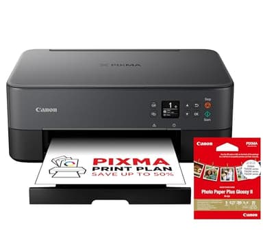 Canon PIXMA TS5350i Multifunktionsdrucker 3in1 Drucker/Kopierer/Scanner, WLAN, Randlosfotos, kabelloses Drucken/Scannen, Duplex, PIXMA Print Plan, schwarz [+ 20 Blatt Canon-Fotopapier PP-201 9x9cm]