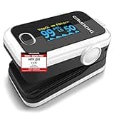 GRUNDIG Pulsoximeter Sauerstoffsättigung Oximeter TESTSIEGER - Hochpräzises Fingeroximeter Messgerät zur genauen Messung der Sauerstoff Sättigung im Blut - Finger Messgerät Pulsmesser (schwarz weiß)