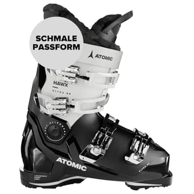 ATOMIC HAWX Ultra 85 W GW Skischuhe - Größe 26/26.5 - Damen-Skischuh in Schwarz/Weiß - Boots mit 3D Knöchel & Ferse für anatomische Passform - Schmale Skistiefel mit 98 mm Passform