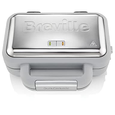 Breville DuraCeramic Waffeleisen | Leicht zu reinigendes Waffeleisen mit Antihaftbeschichtung und tiefen, herausnehmbaren Platten | Weiß und Edelstahl [VST072X]