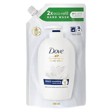 Dove Pflegende Hand-Waschlotion Reichhaltige Pflege Flüssigseife im Nachfüllbeutel mit 5-fach Feuchtigkeitskomplex für sofort weiche und gepflegte Hände 500 ml