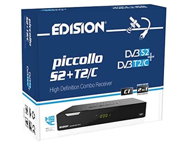 EDISION PICCOLLO S2+T2/C Combo HD-Receiver H.265/HEVC (DVB-S2, DVB-T2, DVB-C | ARD & ZDF SD Abschaltung tauglich) Unicable tauglich, CI, 2x USB, HDMI, RCA, LAN, Vorinstallierte deutsche Programmliste