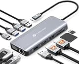 NOVOO USB C Docking Station Triple Display 11 in 1 USB C Dual 4K@60Hz HDMI USB C Hub VGA Adapter Gigabit Ethernet 100W PD,4 USB Datenports,SD/TF Multiport Dock für MacBook M1 M2 HP Dell Lenovo Surface