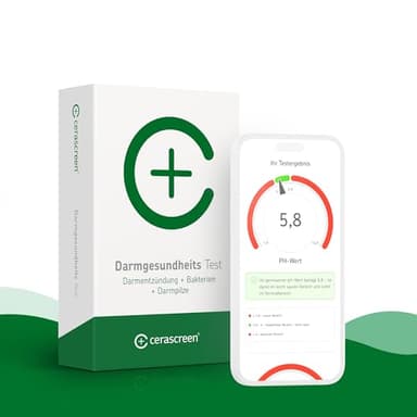 Darmgesundheits Test von CERASCREEN – Gesundheitscheck Darmflora Plus | Stuhltest zur umfangreichen Untersuchung von 18 Darmbakterien und Pilzen (u.a. Candida) und dem pH-Wert des Stuhls