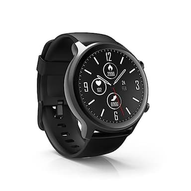 Hama Smartwatch 6910 wasserdicht m. GPS-Tracker, großes Display (1,28" Full-Touch LCD-Chronograph, GPS-Laufuhr m. Blutsauerstoff- und Pulsmesser, Sportuhr Herren, Schlaftracker, Fitness-Uhr) schwarz