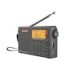 SIHUADON R-108 Kleines Tragbare Radios Wiederaufladbares Batterieradio UKW FM AM SW Airband Radio weltempfänger digitalradio mit ATS-Stationsspeicher Sleep-Funktion (Grau)