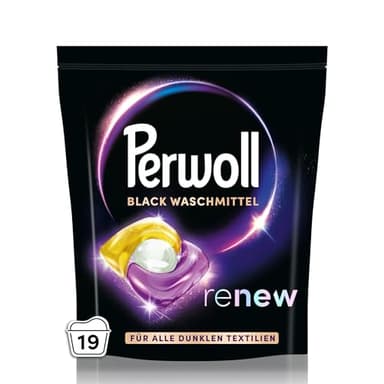 Perwoll Renew Caps Black Waschmittel (19 Wäschen), All-in-1 Waschmittel Caps reinigen sanft und erneuern Farben & Fasern, für alle dunklen Textilien, mit Dreifach-Renew-Technologie