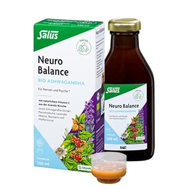 Salus – Neuro Balance Bio Ashwagandha Tonikum – 1x 250 ml – Für Nerven und Psyche – mit Vitamin C, Ashwagandha, Passionsblume, Lavendel, Rosmarin und Melisse – ohne Konservierungsstoffe – vegan, bio