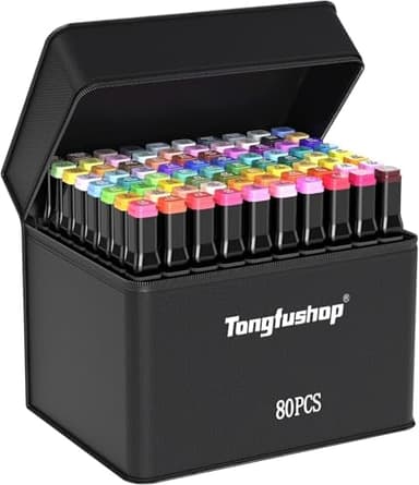 Tongfushop 80 Alkohol Stifte Set, 2 Sekunde Schnell Trocknende Alkohol Marker Set, Doppelseitige Marker Stifte Filzstifte mit Anti-Seepage Abstandshaltern für Malerei, Zeichnung, Design, Manga