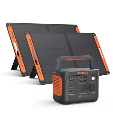 Jackery Powerstation 1000 v2 mit 2 * 100W Solarpanel, 1070Wh LiFePO4 Solargenerator, 1500W AC/100W USB-C Ausgang,1 Std. Schnellladung für Camping, Wohnmobil, Notfall