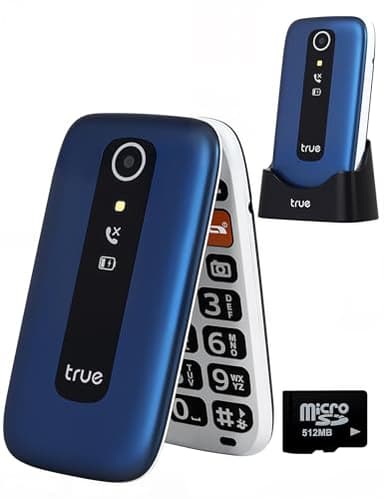 TRUE S70 Seniorenhandy Klapphandy ohne Vertrag, 2G Handy mit großem 2,8 Zoll Farbdisplay, Sturz-Notruf, SOS Notruftaste, extra laut, großen Tasten, Schnellwahl, Schrittzähler, Ladestation, Blau