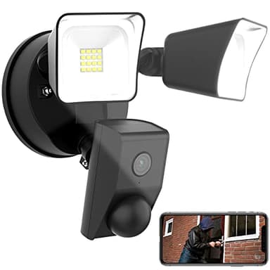 VisorTech Kamera Bewegungsmelder: 2K-Kamera mit 2 LED-Strahlern, 2.400lm, Sirene, Nachtsicht, WLAN, App (Flutlicht mit, IP-Nachtsicht-Überwachungskamera, Überwachungssystem Funk)