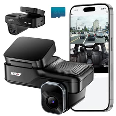 IIWEY Dash Cam LTE 4G Live FHD Front and Inside, Instant Alert via App, Remote View Via App, Cloud & SD Card Storage, 4 IR Night Vision, No Screen, 24/7 Parking Mode Anti-Theft, GPS, OBD Includes