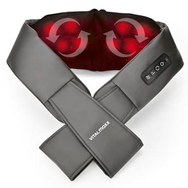 VITALmaxx Shiatsu Nackenmassagegerät | Massagegerät mit Halteschlaufe für Schultern, Nacken, Rücken, Beine, Bauchmuskulatur | Massage mit Wärmefunktion, Knetmassage & Druckmassage