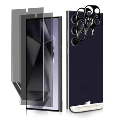 NicMool Privacy Schutzfolie für Samsung Galaxy S24 Ultra 5G, 2 Stück Weich TPU Sichtschutz Folie + 2 Stück Kameraschutz Panzerfolie, Anti-Spy Displayschutzfolie für Samsung Galaxy S24 Ultra 5G