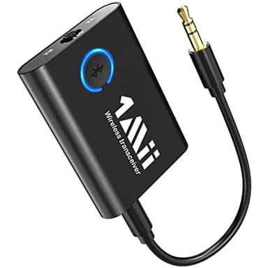 1Mii Bluetooth 5.3 Adapter für TV zu Kopfhörer, 2-in-1 Sender Empfänger, aptX Adaptive & HD kabelloses Audio Transmitter Receiver Klinke 3,5 für Stereoanlage Flugzeug MP3 -Upgraded