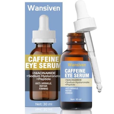 Wansiven Koffein Augenserum, Anti Falten Augen serum, Augenlifting und glättende mit Hyaluronsäure Niacinamid gegen Augenringe und geschwollene, Augenpflege für Männer und Frauen, 30 ml