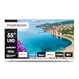 Thomson 55 Zoll (139 cm) UHD Fernseher Smart Android TV (WLAN, HDR, Triple Tuner DVB-C/S2/T2, Sprachsteuerung) – 55UA5S13W-2023