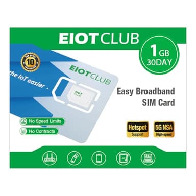 EIOTLCUB SIM Karte für Europa, 1GB | 30 Tage, 5G/4G LTE Prepaid Daten SIM für 33 EU Länder, Reise SIM ohne Vertrag, Aufladbar, für Handys, Router, Tablets (Keine SMS, Nur Daten)