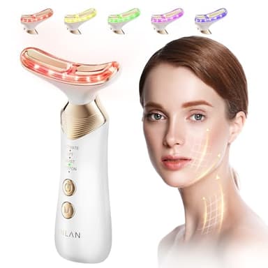 24K Gold Gesichtsmassagegerät – ANLAN 5-in-1 EMS Gua Sha Gerät mit 5-farbiger Lichttherapie, 42 ± 3 °C Wärmefunktion, Ionen-Einführung & Vibration (3-stufig einstellbar), Typ-C, 120 Min. Laufzeit